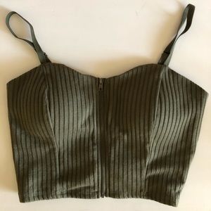 Green Zipper Crop Top